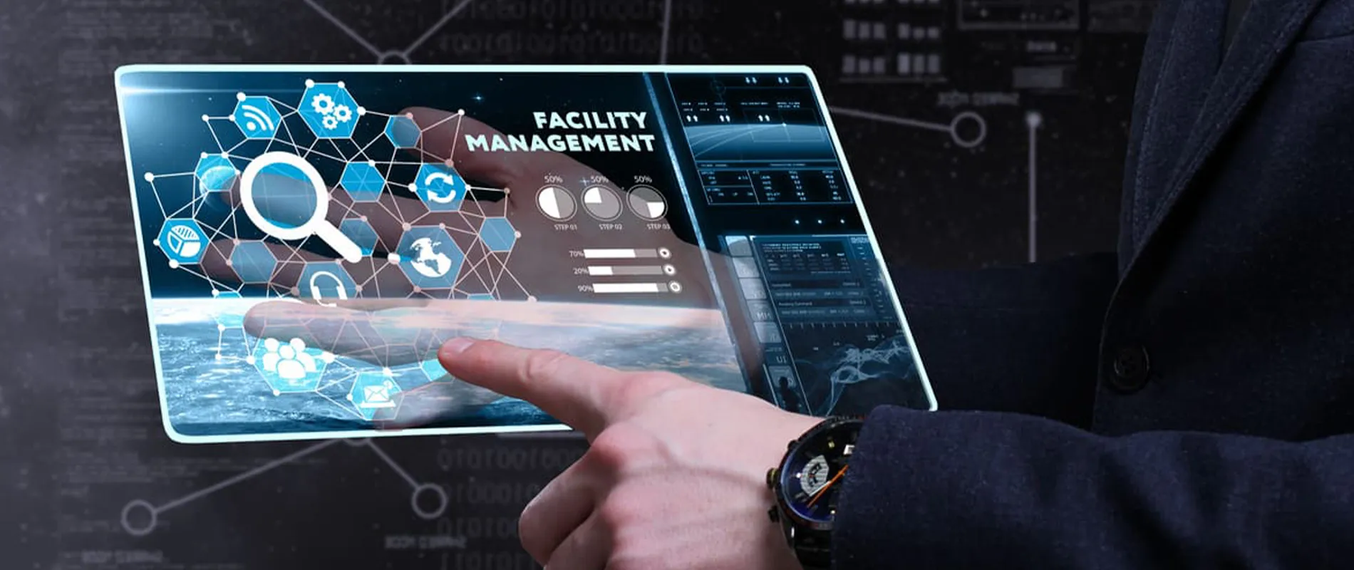 ISO 41001 facility management dashboard and compliance analytics.