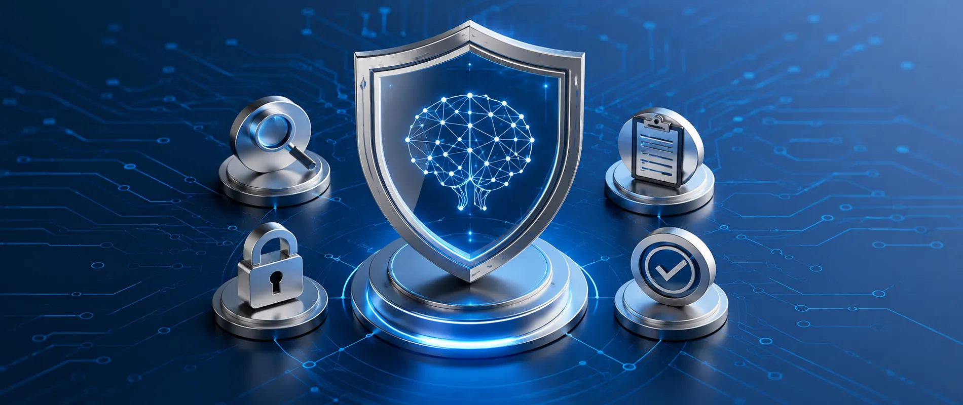 Business professionals in Saudi Arabia preparing for ISO/IEC 42001 certification with AI governance, compliance documents, and risk management planning.